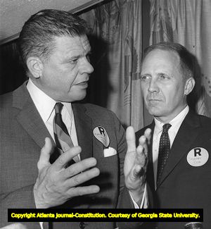 Republican party members Rodney Cook and Senator Morton, 1965