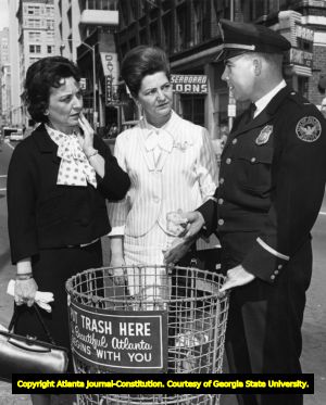 Community activists start an anti-litter week to encourage city beautification and clean-up, 1965
