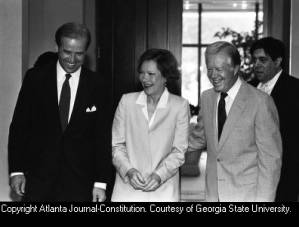 President Jimmy Carter with First Lady Rosalyn Carter and Senator Joe Biden, 1987