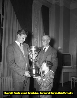 Georgia Tech coach W. A. Alexander with Jimmy Robison, 1940s