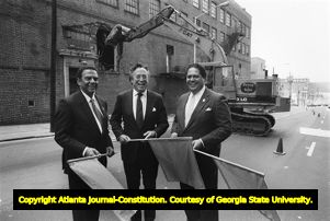 Atlanta mayors Maynard Jackson, Andrew Young, with architect John Portman, 1990