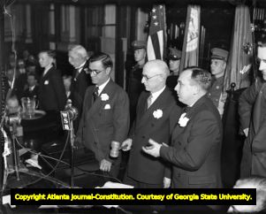 Inauguration day broadcast by Governor Eugene Talmadge from the state capitol, 1935