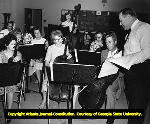 Music students practicing in the DeKalb College orchestra, 1965