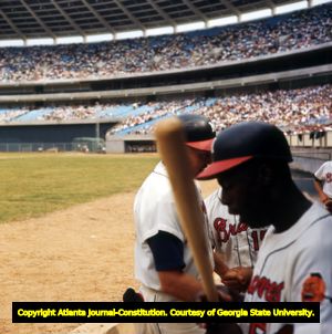Milwaukee Braves players warming up before an exhibition game, 1965
