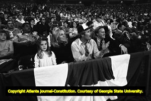 Ted Turner watching the first game as team owner of the Atlanta Braves, 1976