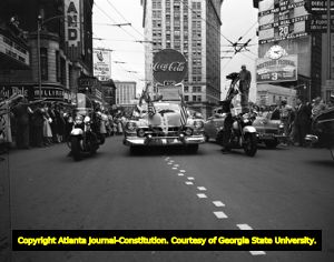 Presidential candidate Richard B. Russell parades through Five Points, 1952