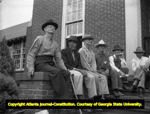 Eugene Talmadge supporters gather to hear him speak at a campaign stop, 1946