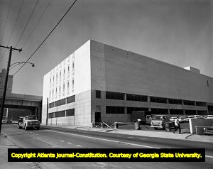 Georgia State University's Student Center seen from Decatur Street, 1964