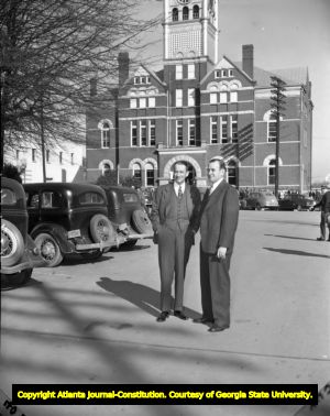 M. E. Thompson in McDonough for an election campaign event, 1947