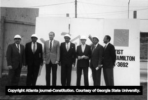 Civic leaders celebrating the start of Cityscape, Atlanta, Georgia, November 1988.