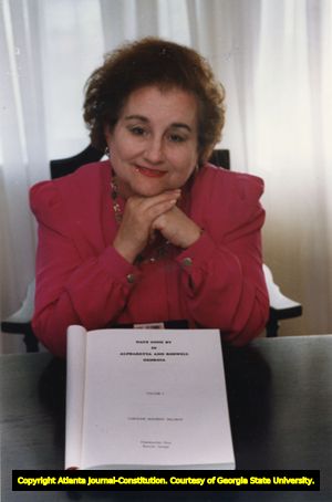 Caroline Matheny Dillman, author of Days Gone By in Alpharetta and Roswell, Georgia, at home in Roswell, Georgia, October 29, 1992.