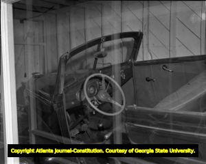 President Roosevelt's car on display at the Little White House, 1948