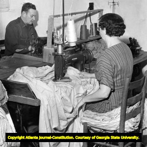 Small textile operation focusing on creating chenille fabrics, 1957