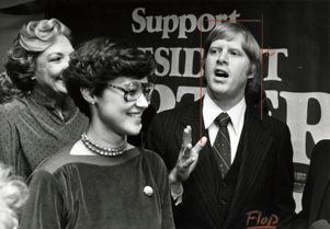 President Jimmy Carter's son Jack Carter with his wife Judy and Mrs. Mary Beth Busbee, 1981