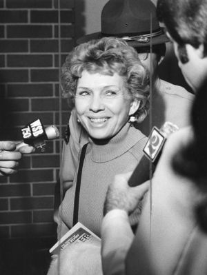 President Jimmy Carter's sister Ruth Carter Stapleton speaking to the press, 1978