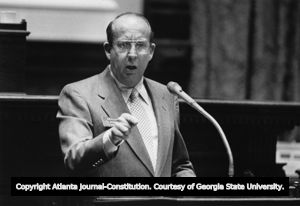 Majority leader, Thomas Allgood, speaking before the Georgia General Assembly, February 13, 1987.