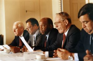 Representative John Lewis during a closed leadership meeting, 1992
