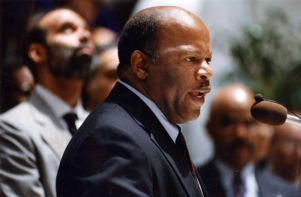 Representative John Lewis speaking a unity rally with civic leaders of Atlanta, 1992