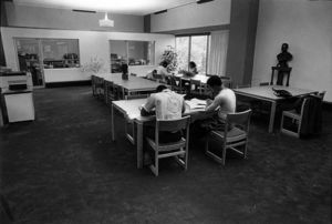 Atlanta University Center students researching in the new reading room at Woodruff Library ,1982