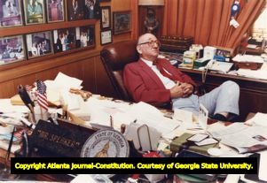 House Speaker Tom Murphy surrounded by memorabilia in his office, 1990