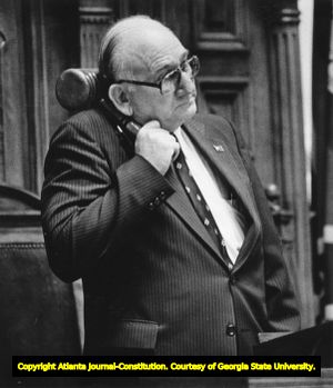 House Speaker Tom Murphy holding a gavel during a legislative session, 1986