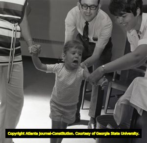 Young child is administered the Rubella vaccine during a vaccination day at a Decatur elementary school, 1970