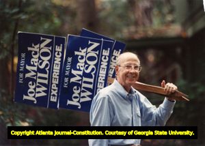 Marietta Mayor Joe Mack Wilson finishing up his election campaign, Marietta, Georgia, October 1989.