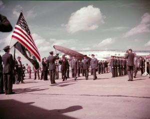 President Dwight D. Eisenhower arriving at Thomasville Airport, 1956