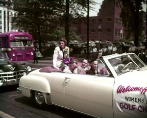 Atlanta celebrates Dorothy Kirby winning the Women's National Amateur title with a parade, 1951