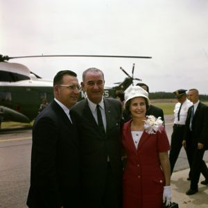 President Lyndon B. Johnson with his wife Lady Bird arriving in Georgia, 1964