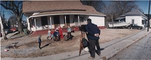 Photographer "Panorama Ray" taking photograph of of children in Cabbagetown, Atlanta, Georgia, February 1, 1994.