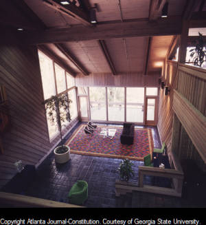 Interior lobby of the Simmons Company headquarters, 1975