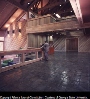Interior lobby of the Simmons Company headquarters, 1975