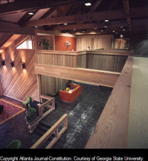 Interior lobby of the Simmons Company headquarters, 1975