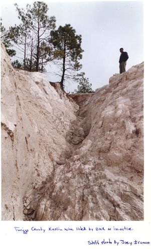 Soil erosion from a kaolin mine, Twiggs County, Georgia, March 1994.