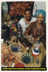 National Black Arts Festival exhibitor showing handmade arts and pieces for sale at the festival, 1994