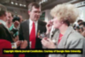 Atlanta Organizing Committee Member Billy Payne celebrating in Tokyo after winning the Olympic bid, 1990