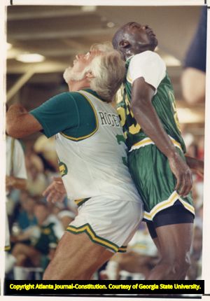 Michael Jordan and Kenny Rogers during the Kenny Rogers Classic Weekend charity event, 1989