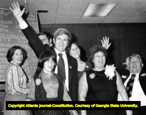 Newt Gingrich celebrating congressional election victory, 1978