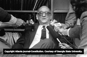 Georgia House Speaker Tom Murphy speaking to reporters, Atlanta, Georgia, February 2, 1984.