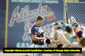 Atlanta Braves Chipper Jones, signing autographs during spring training, Orlando, Florida, March 4, 1994.