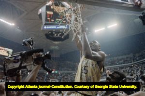 Bruce Dalrymple following Georgia Tech's victory at the 1985 ACC champsionship against the North Carolina Tar Heels, the Omni Coliseum, Atlanta, Georgia, March 10, 1985.