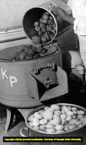 Automatic potato peeler, Fort McPherson, Georgia, 1943?