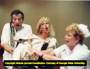 Scene from dress rehearsal of the play "Class Reunion," performed at the Holiday Inn Tower Place, Atlanta, Georgia, August 8, 1991.