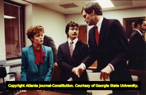 Brother and sister of murder victim Connie Vance Krause in civil court pressing suite against their dead sister's husband, Hans-Juergen Krause, DeKalb County Superior Court, Decatur, Georgia, January 31, 1990.
