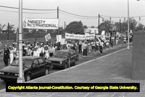 Amnesty International march for the repeal of Georgia's recently reinstated death penalty, Atlanta, Georgia, June 6, 1988.