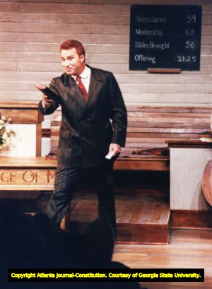Ben Eric as Preacher Mervin Oglethorpe in Alan Bailey and Connie Ray's "Smoke on the Mountain," Theatre in the Square, Marietta, Georgia, May 5, 1992.