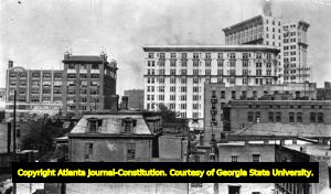 Snapshot view of office buildings in downtown Atlanta, Georgia, ca. 1910.