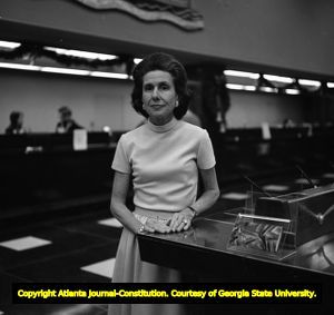 Anne Cox Chambers at her desk, Atlanta, Georgia, December 13, 1973.