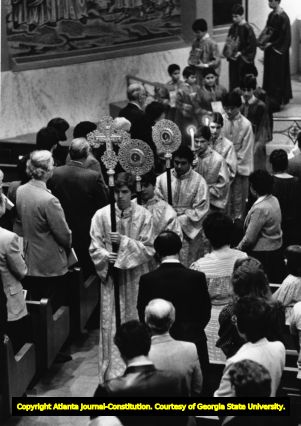 Procession on celebration of 80th anniversary of the Greek Orthodox Cathedral of the Annunciation, Atlanta, Georgia, 1985.